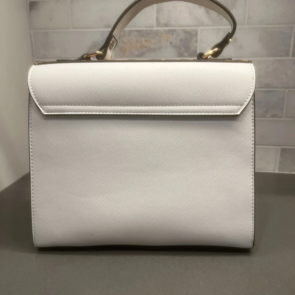 NEW-DUNE-White Leopard Women's Dune Genuine Calf Hair Leather Purse Handbag